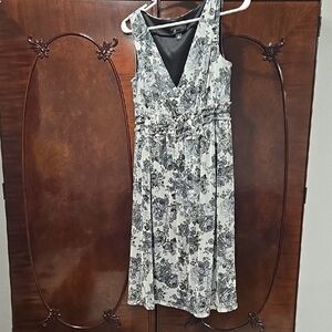 AB Studio Monochrome Floral Midi Dress